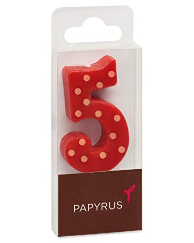 Image of Papyrus Number Birthday Candles Pack, Red Polka Dots (10-Count)