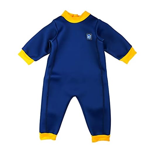 Splash About Warm In One Baby Erwärmen Wetsuit, Navy & Gelb, 6-12 monate