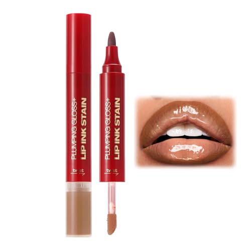Lip Stain Duo, Waterproof Liner Stain & Hydrating Lip Gloss, Matte Lip Stain Highly Pigmented Lipsticks, All Day Wear Lip Color, Precise Chisel Tip Marker(#06)