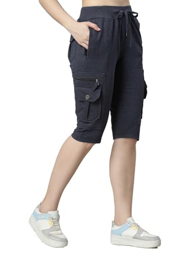 Image of UZARUS Womens Cargo Capri Shorts with 9 Pockets