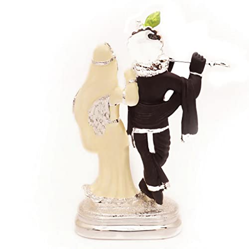 Image of Idolkart Pure 999 Silver Coated Radha Krishna Murti Idol - Radha Krishna Statue for Home Decor, Radha Krishna Murti Idol for Gift - Crafted by Experienced Artisans - 5 Inch