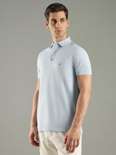 Image of Tommy Hilfiger Solid Regular fit Cotton Polo t-Shirt