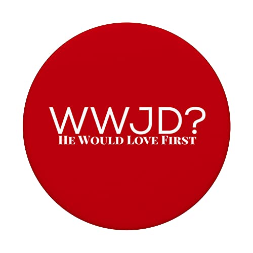 WWJD? What Would Jesus Do? He Would Love First For Men Women PopSockets Swappable PopGrip, Black - Image 3
