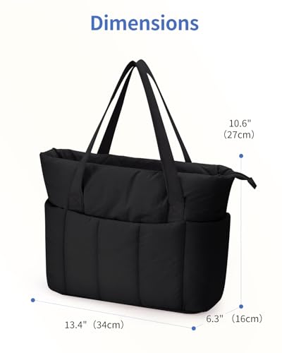 Image of Narwey Puffer Tote Bag for Women Girl, Puffy Travel Gym Shoulder Handbag