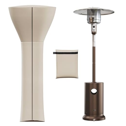 EAST OAK Patio Heater Covers with 300D Oxford Fabric, Zipper, Storage Bag, Waterproof, Dustproof, Wind-Resistant , Sunlight-Resistant, Snow-Resistant, 89'' Height x 33" Dome x 19" Base, Beige, 1 Pack