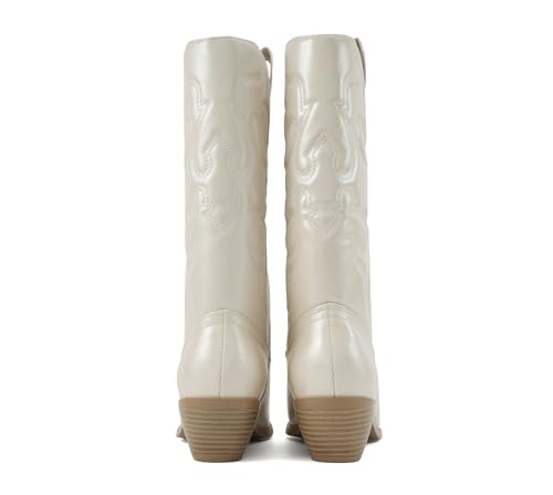 Image of Soda inchTELLER inch ~ Women's Western Cowboy Boots with Stitched Detailing, Pointed Toe, and Low Block Heel