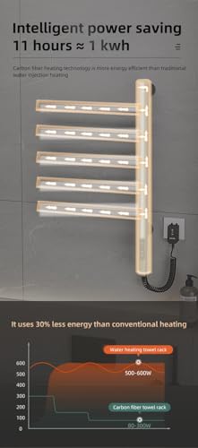 Toallero eléctrico giratorio de 5 brazos con temporizador para baño y spa 6
