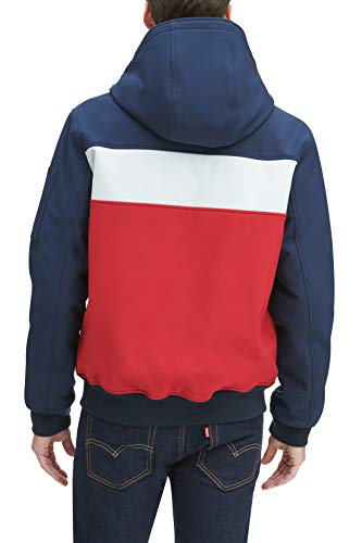 Image of Tommy Hilfiger Men's Soft Shell Fashion Bomber With Contrast Bib and Hood
