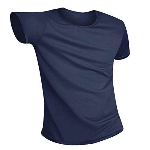 Domeilleur Camiseta de Cuello Redondo súper hidrofóbica súper Resistente a los líquidos de Color sólido para Hombres