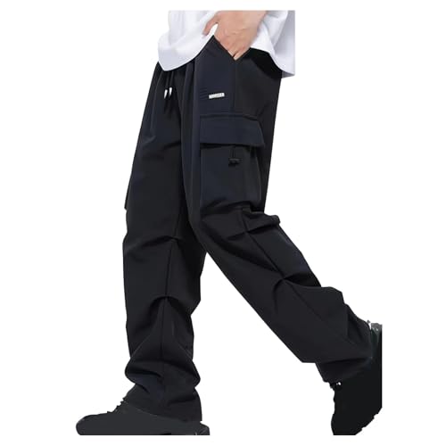 Men's Casual Cargo Pants Stretch Sweatpants Teen Boys Hip Hop Streetwear Trousers Hiking Drawstring Workout Joggers
