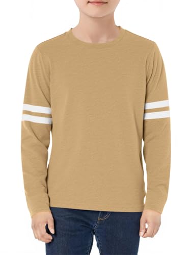 Image of Haloumoning Boys Long Sleeve Shirts Kids Crewneck T Shirts Casual Striped Tops Tees 5-14 Years