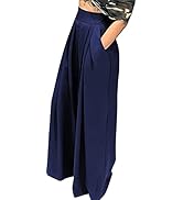 NRTHYE Womens Palazzo Long Pants High Waist Wide Leg Stretchy Loose Fit Casual Trousers with Pocket