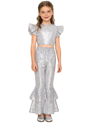 Set Cropped y Pantalón Plateado para Niñas 12 Años miniatura 1
