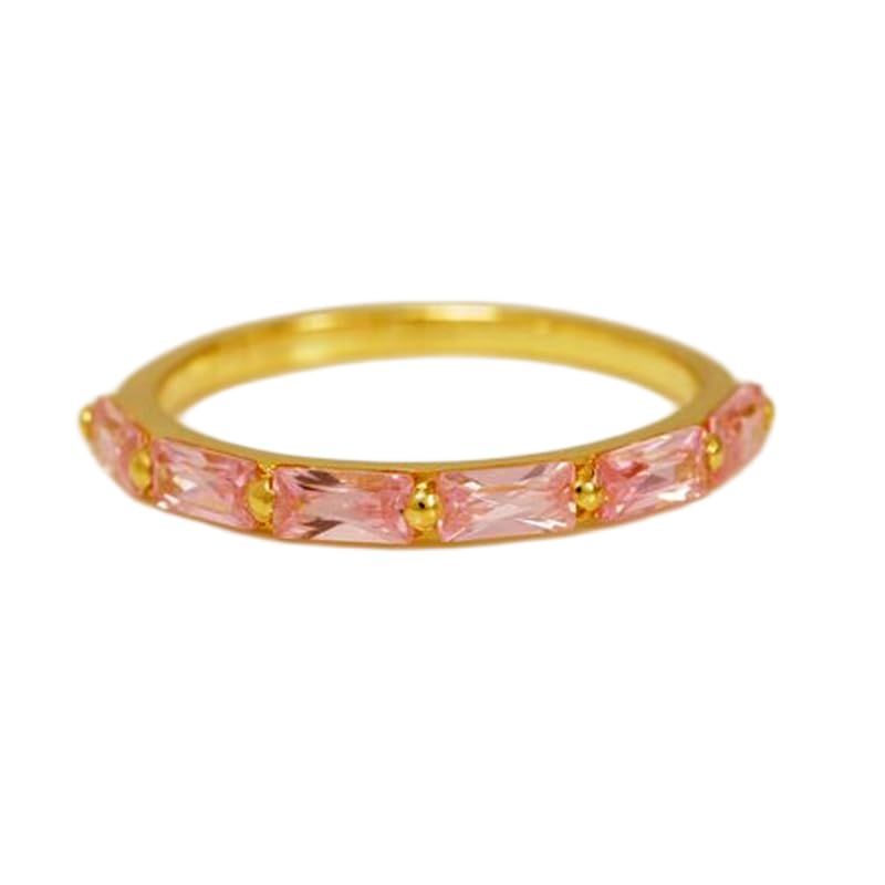 Bague saphir rose et argent 925 plaqué or avec diamants LK_DHR_1012