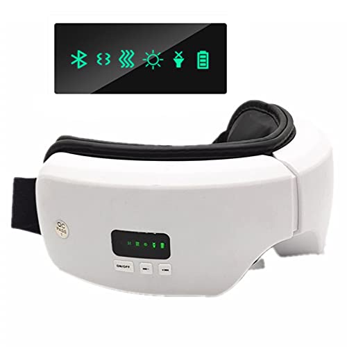 Eye Massager with Heat and Vibration, Eye Sleep Mask with Music Rechargeable Eye Temple Massager for Dry Eyes Strain,Dark Circles,Improve,Ideal Gifts (White)