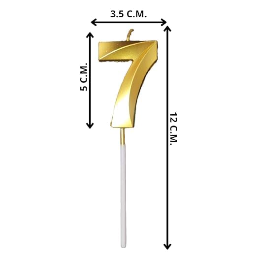 Image of ToyUniverse Number 7 Gold Candle | Seven Number Candle for Birthday, Anniversary, Surprise Party Cake Decoration