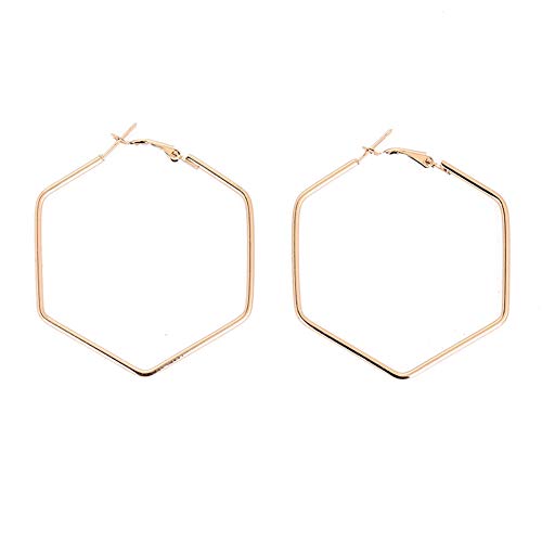 Exaggerated Geometry Big Round Stud Earrings Simple Rhombus Hexagonal Square Drop Earrings for Woman (Hexagon)