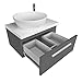 Lavabo da appoggio con mobiletto da bagno con piastra, 60 cm, sospeso ovale, in ceramica, set di mobili da bagno (grafite)