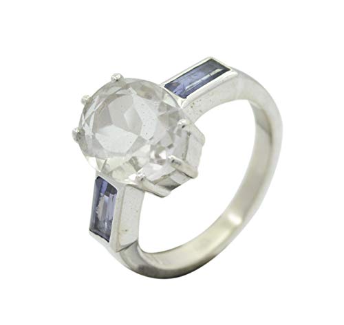 Bague argent 925 massif anti-allergie avec multi-gemmes naturelles durables