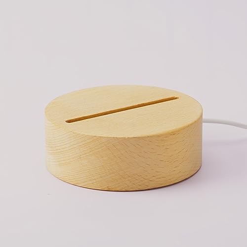 Bemaystar Basamento in Legno LED Lighted, Adatto per Placche Trasparenti, Base Rotonda Della Luce Notturna di Riscaldamento