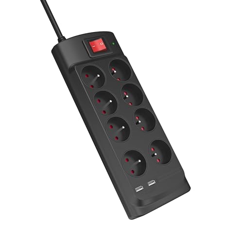 MONSTER - Power Parafoudre Parasurtenseur 8 AC + 2 USB-A FR - Protection électrique MOV Fireproof - Elimine Les interférences du Secteur - Améliore l'image...