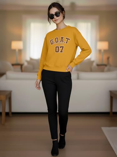 Image of LEOTUDE Women's Loopknit Boyfriend /Loose Fit Round Neck Sweatshirt (Color Black)