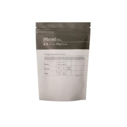 Reformed Collagen Matcha Powder I Hydrolysed Collagen (Marine) Ceremonial Grade Reduce Bloating Functional Mushrooms 21 Vitamins & Minerals I UK Made I 1 Month Supply