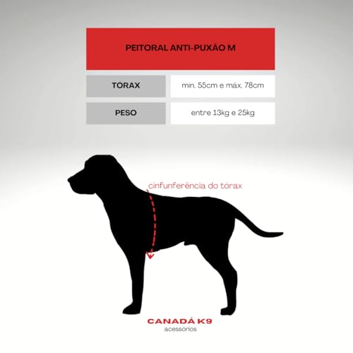 Coleira Peitoral Anti-puxão para Cães Fortes Tamanho M - Canadá K9 (vermelho)