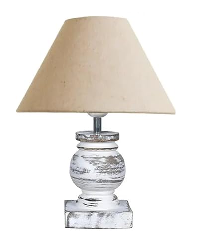 Image of Homesake Small Table Lamp with White Wooden Base, E27 Holder Bedside Night Lamp for Bedroom Living Room, Decorative Study Desk Lamp Office, Warm Ambient Lighting for Home Decor, Gift (Jute)