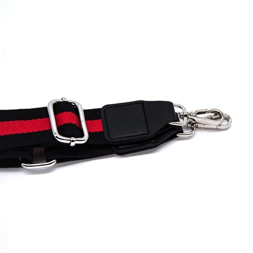 Image of S&loyoe Silver bucklePurse Straps Replacement Crossbody Bag Strap Adjustable Wide Guitar Straps for Handbags 1.5inch (Three Lines Black red Silver)