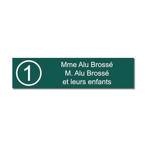 Placa grabada para nombre y número buzón autoadhesivo, 10 x 2,5 cm, personalizada, 1 a 3 líneas, color verde oscuro