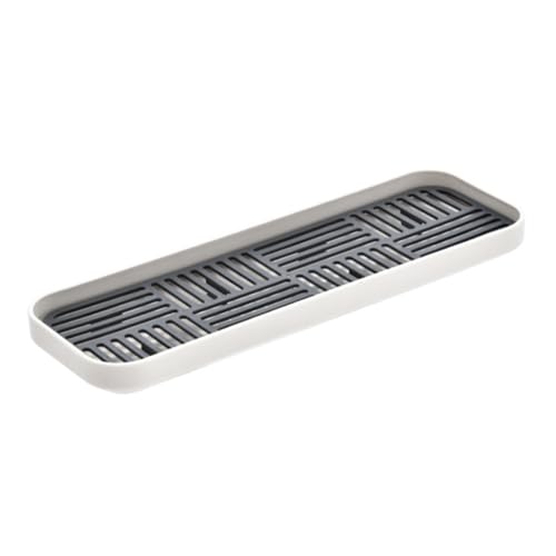 Uonlytech Égouttoir Vaisselle Double Rectangulaire Blanc et Gris Plateau Drainant Multifonction pour Cuisine Plateau de Séchage Compact et Facile à Nettoyer Support Bols et Tasses Organisé