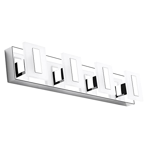Ralbay Modern Chrome Led Vanity Lights 6000K, 4 Light Acrylic Bathroom Light Fixtures Over Vanity Mirror #TOP7