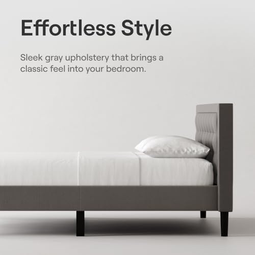 Nectar Bed Frame & Headboard - Grey - Queen - 8 Inch Legs and Sturdy Wooden Slats for Support - Contemporary and Durable Upholstery - Holds Up to 700 Pounds - Easy Assembly