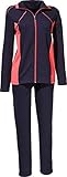 [page_title]-Erwin Müller Damen Freizeitanzug, Jogginghose, Jacke mit Reißverschluss Single-Jersey Marine Größe 44/46 - Hose mit Gummibund und Eingriffstaschen, weich und elastisch