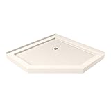DreamLine SlimLine 36 in. D x 36 in. W x 2 3/4 in. H Corner Drain Neo-Angle Shower Base in Biscuit,