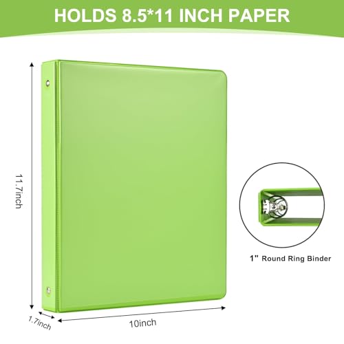 SUQJOY 1-inch 3 Ring Binde with 2 Inside Pockets, 1\" Clear View Binder Holds US Letter Size 8.5\'\' x 11\" Paper, 1“ Round Ring Binder for Office/Home/School Supply, 6 Pack (6 Colors Assorted)