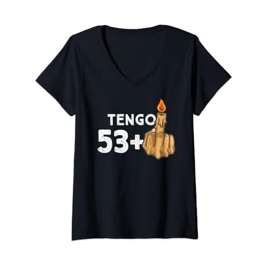Mujer 53+1 Dedo Medio Vela De Cumpleaños Para El 54º Cumpleaños Camiseta Cuello V