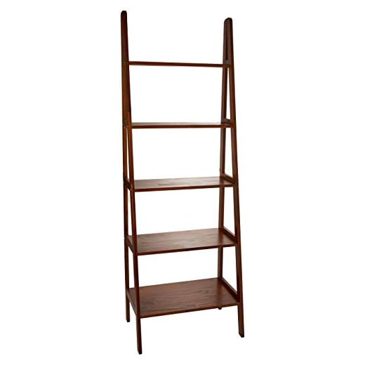Casual Home 5-Shelf Ladder Bookcase, Warm Brown