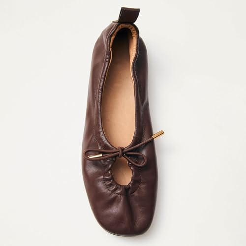 Womens Bow Ballet Flats Cute Square Toe Lace Up Bow Mary Jane Flats Slip On Casual Mary Ballerina Shoes4