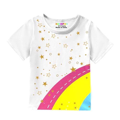 Image of Kuchipoo Girls Half Sleeves Regular Fit Cotton T-Shirt