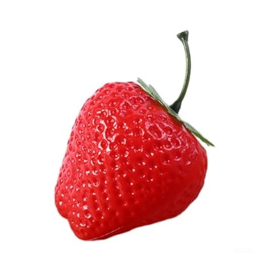 Fruta simulada, 1 pieza realista artificial de PVC adorno decorativo para decoración del hogar y hotel, modelo de exhibición no comestible, adecuado para sala de estar o espacio comercial (fresa