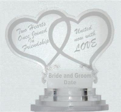 Personalized Double Heart Lighted Acrylic LED Wedding Cake Topper