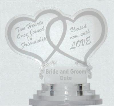 Personalized Double Heart Lighted Acrylic Led Wedding Cake Topper #TOP3