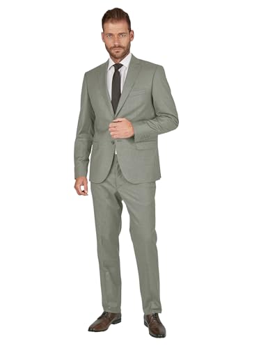 Steffen Klein Herren Anzug - Regular Fit - Größe 52 - Zweiteiler Business Anzug - Elastischer Komfort - Klassischer Schnitt - Khaki
