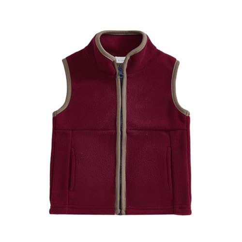 Image of Toddler Baby Boy Fleece Outerwear Vests Sleeveless Zipper Jacket Solid Color Vest Coat Spring Fall Winter Clothes