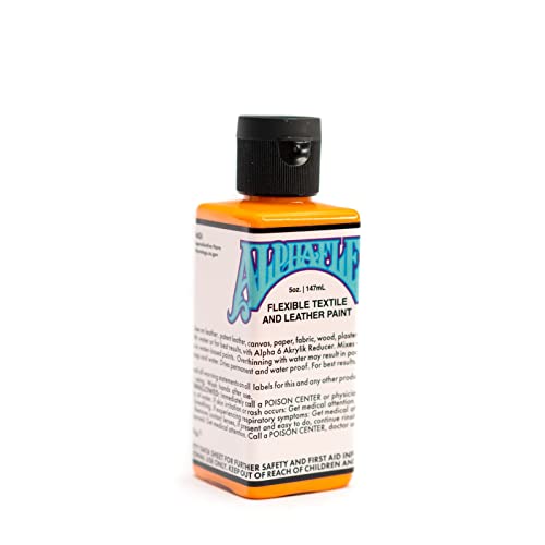 AlphaFlex - Alpha Orange - Practical Leather and Textile Paint for Sneaker Artistry, 5 oz