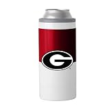 Logo Brands NCAA Georgia Bulldogs 12oz Colorblock Slim Can Coolie - Stainless Steel, Double-Wall Insulated, Removable Rim for Cocktail Tumbler Use