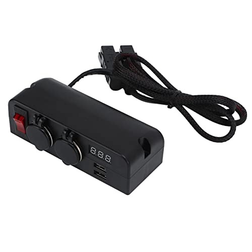 Cargador USB dual para coche con interruptor de corte y pantalla ABS