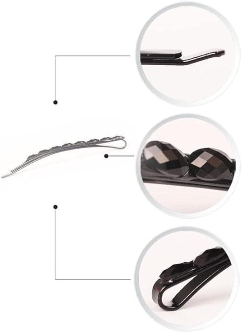 Miniatura 4 de 2 alfileres negros Bobby de cristal negro, decoración brillante para el cabello para mujeres, horquillas de diamantes de imitación, pinzas de metal